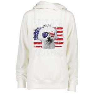 American Flag Best Dog Dad Ever Coton De Tulear Usa Womens Funnel Neck Pullover Hood