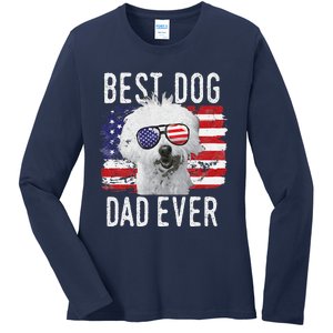 American Flag Best Dog Dad Ever Coton De Tulear Usa Ladies Long Sleeve Shirt