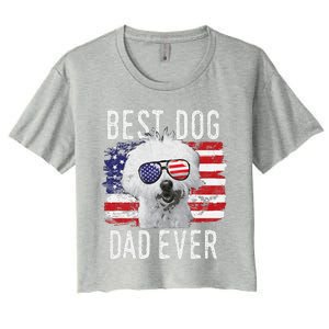 American Flag Best Dog Dad Ever Coton De Tulear Usa Women's Crop Top Tee