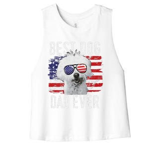 American Flag Best Dog Dad Ever Coton De Tulear Usa Women's Racerback Cropped Tank