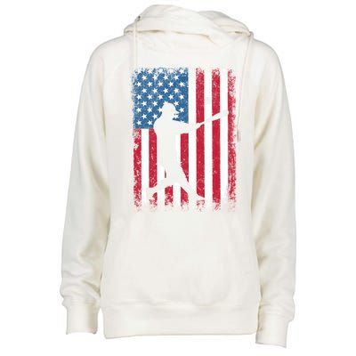 American Flag Baseball Team Gift Gift Womens Funnel Neck Pullover Hood