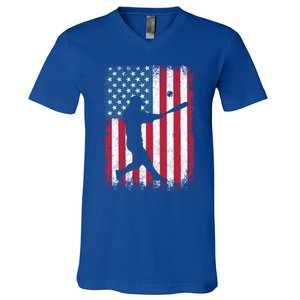 American Flag Baseball Team Gift Gift V-Neck T-Shirt