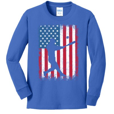 American Flag Baseball Team Gift Gift Kids Long Sleeve Shirt