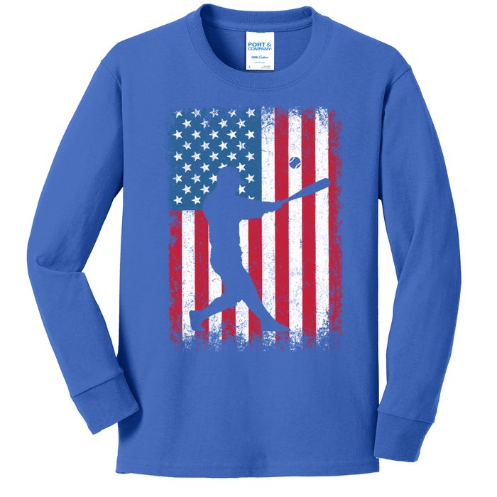 American Flag Baseball Team Gift Gift Kids Long Sleeve Shirt