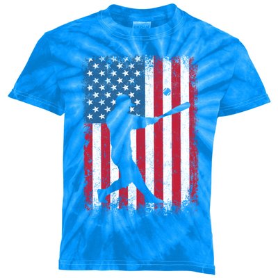 American Flag Baseball Team Gift Gift Kids Tie-Dye T-Shirt