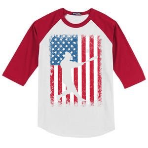 American Flag Baseball Team Gift Gift Kids Colorblock Raglan Jersey