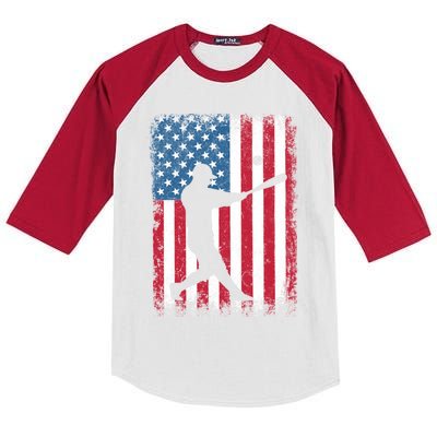 American Flag Baseball Team Gift Gift Kids Colorblock Raglan Jersey