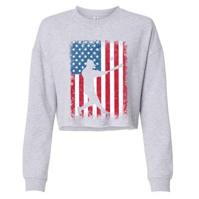 American Flag Baseball Team Gift Gift Cropped Pullover Crew