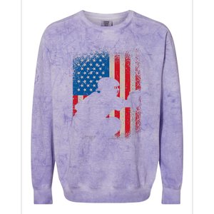 American Flag Baseball Catcher Usa Flag Baseball Colorblast Crewneck Sweatshirt