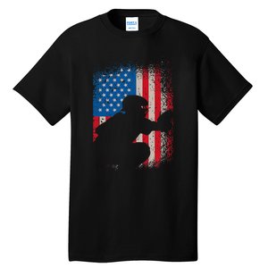 American Flag Baseball Catcher Usa Flag Baseball Tall T-Shirt