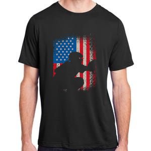 American Flag Baseball Catcher Usa Flag Baseball Adult ChromaSoft Performance T-Shirt