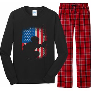 American Flag Baseball Catcher Usa Flag Baseball Long Sleeve Pajama Set