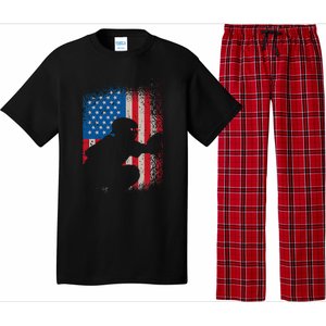 American Flag Baseball Catcher Usa Flag Baseball Pajama Set