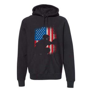 American Flag Baseball Catcher Usa Flag Baseball Premium Hoodie