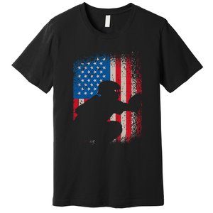 American Flag Baseball Catcher Usa Flag Baseball Premium T-Shirt