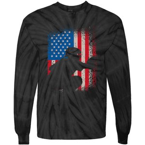 American Flag Baseball Catcher Usa Flag Baseball Tie-Dye Long Sleeve Shirt