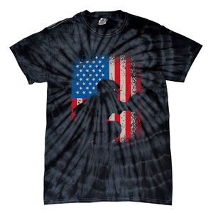 American Flag Baseball Catcher Usa Flag Baseball Tie-Dye T-Shirt