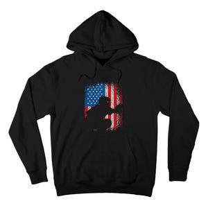 American Flag Baseball Catcher Usa Flag Baseball Tall Hoodie