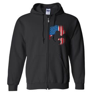 American Flag Baseball Catcher Usa Flag Baseball Full Zip Hoodie