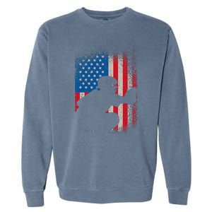 American Flag Baseball Catcher Usa Flag Baseball Garment-Dyed Sweatshirt