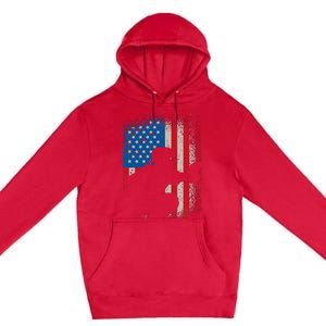 American Flag Baseball Catcher Usa Flag Baseball Premium Pullover Hoodie