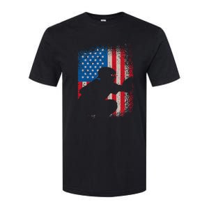 American Flag Baseball Catcher Usa Flag Baseball Softstyle CVC T-Shirt