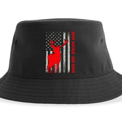 American Flag Best Buckin Dad Ever Deer Hunting Fathers Day Gift Sustainable Bucket Hat