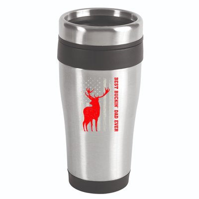 American Flag Best Buckin Dad Ever Deer Hunting Fathers Day Gift 16oz Travel Tumbler