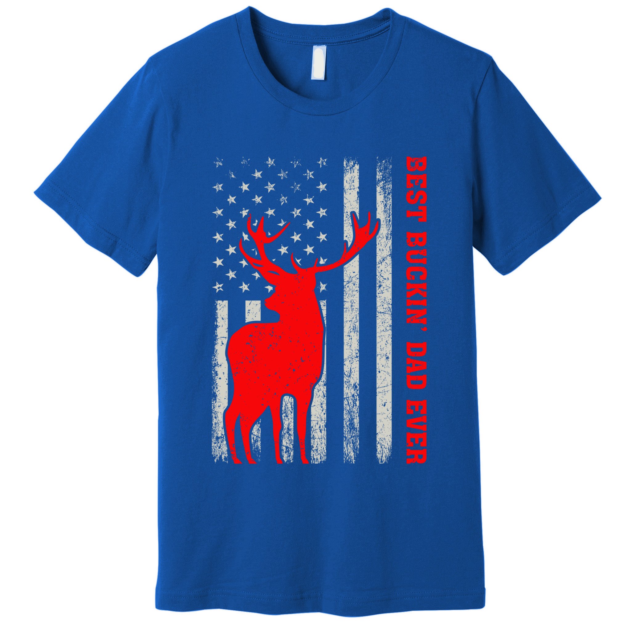 American Flag Best Buckin Dad Ever Deer Hunting Fathers Day Gift Premium T-Shirt