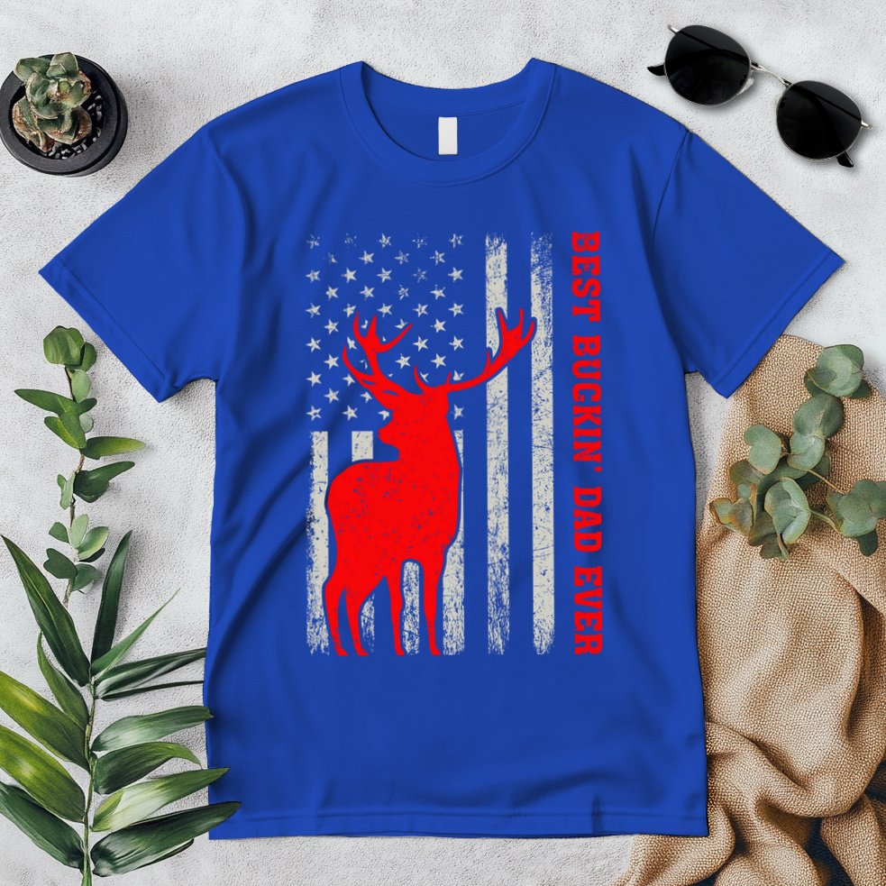 American Flag Best Buckin Dad Ever Deer Hunting Fathers Day Gift Premium T-Shirt