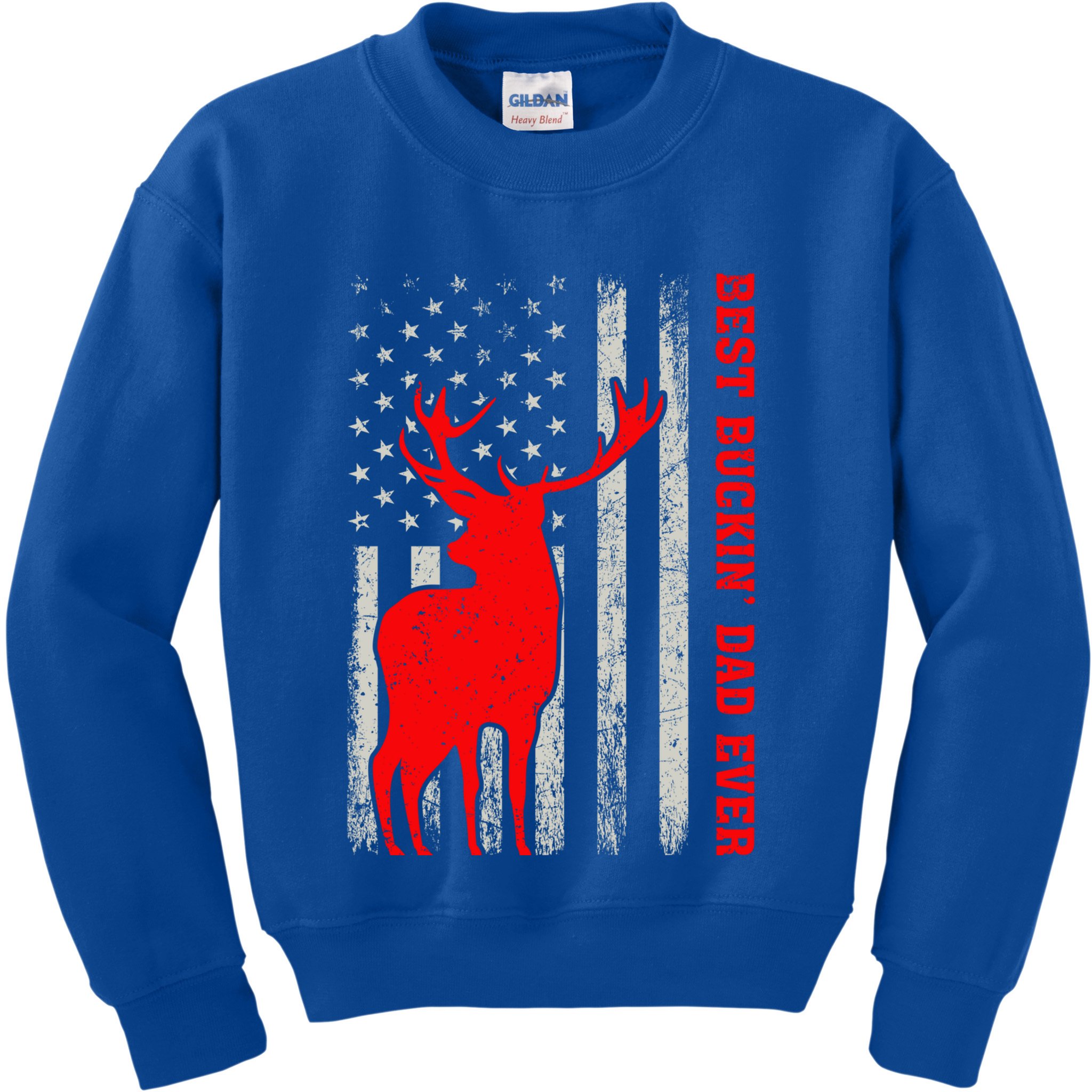 American Flag Best Buckin Dad Ever Deer Hunting Fathers Day Gift Kids Sweatshirt