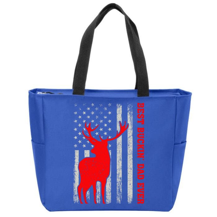 American Flag Best Buckin Dad Ever Deer Hunting Fathers Day Gift Zip Tote Bag