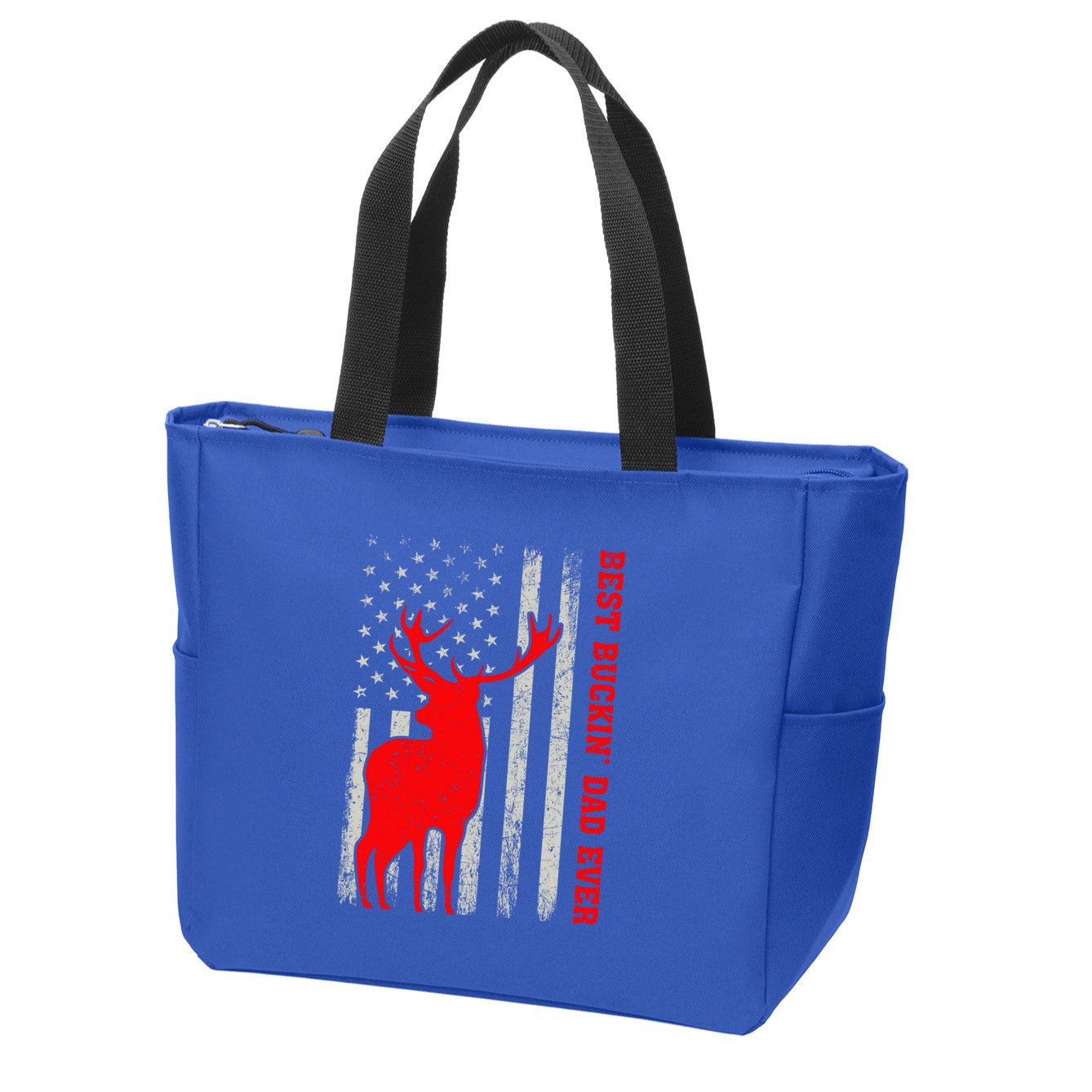 American Flag Best Buckin Dad Ever Deer Hunting Fathers Day Gift Zip Tote Bag