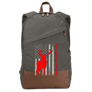 American Flag Best Buckin Dad Ever Deer Hunting Fathers Day Gift Cotton Canvas Backpack