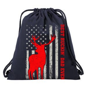 American Flag Best Buckin Dad Ever Deer Hunting Fathers Day Gift Drawstring Bag