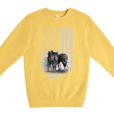 American Flag Belgian Draft Horses Gift For Farmer Gift Premium Crewneck Sweatshirt