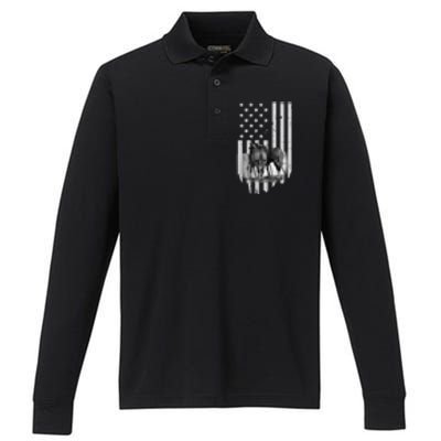 American Flag Belgian Draft Horses Gift For Farmer Gift Performance Long Sleeve Polo