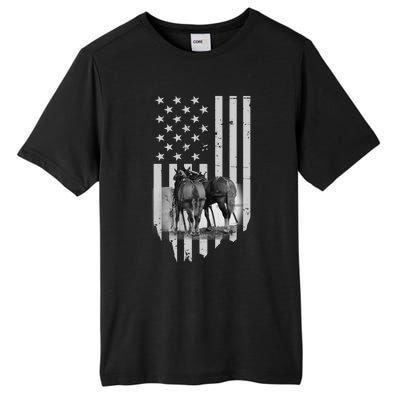 American Flag Belgian Draft Horses Gift For Farmer Gift Tall Fusion ChromaSoft Performance T-Shirt