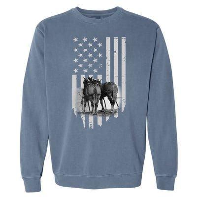 American Flag Belgian Draft Horses Gift For Farmer Gift Garment-Dyed Sweatshirt