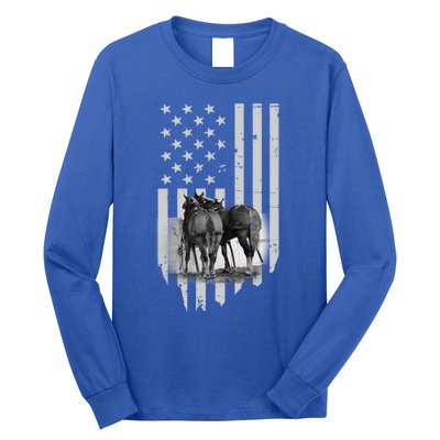 American Flag Belgian Draft Horses Gift For Farmer Gift Long Sleeve Shirt