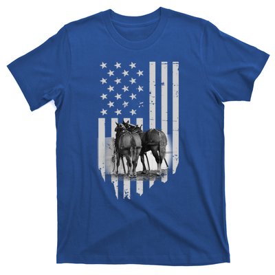 American Flag Belgian Draft Horses Gift For Farmer Gift T-Shirt