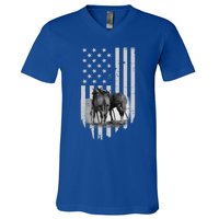 American Flag Belgian Draft Horses Gift For Farmer Gift V-Neck T-Shirt