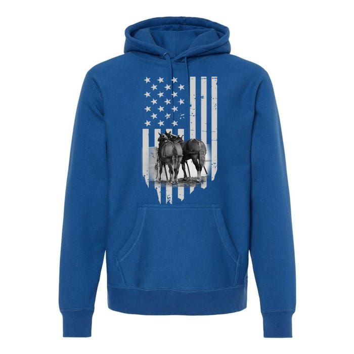 American Flag Belgian Draft Horses Gift For Farmer Gift Premium Hoodie