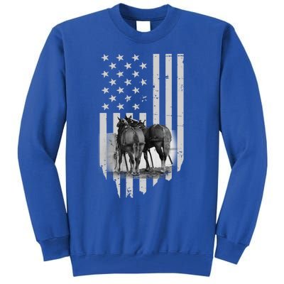 American Flag Belgian Draft Horses Gift For Farmer Gift Tall Sweatshirt