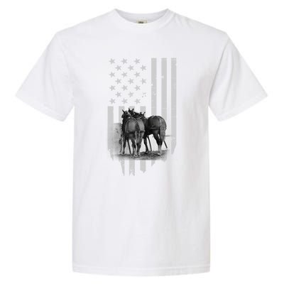 American Flag Belgian Draft Horses Gift For Farmer Gift Garment-Dyed Heavyweight T-Shirt