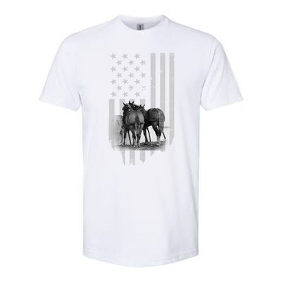 American Flag Belgian Draft Horses Gift For Farmer Gift Softstyle CVC T-Shirt