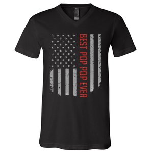 American Flag Best Pop Pop Ever Father's day V-Neck T-Shirt