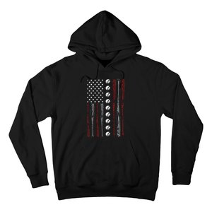 American Flag Baseball Red White Blue 4th Of July Hoodie