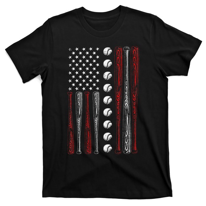 American Flag Baseball Red White Blue 4th Of July T-Shirt