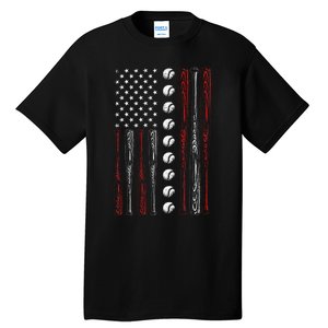 American Flag Baseball Red White Blue 4th Of July Tall T-Shirt